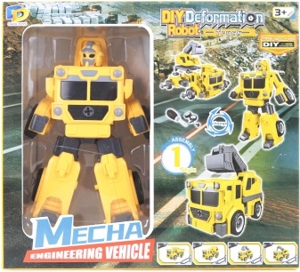 Robot à visser pliable jaune 2-en-1 – camion avec pelleteuse