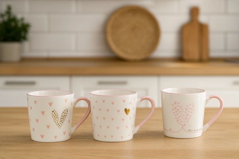 Porcelain mug with hearts 390 ml