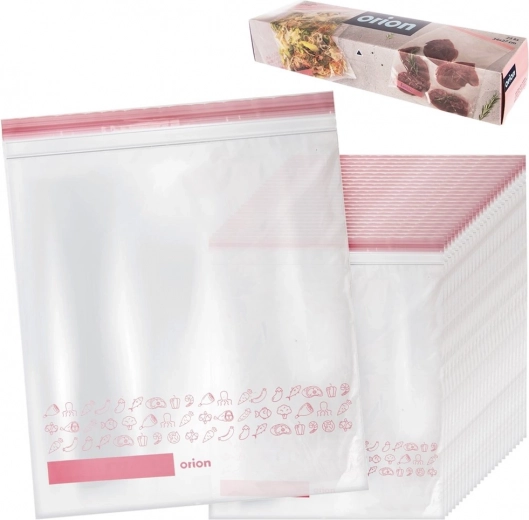 Sachets alimentaires à fermeture zip 34 × 27 cm, lot de 25
