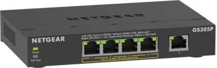 Netgear GS305P unmanaged 5‑port gigabit PoE+ switch (63 W) for SOHO