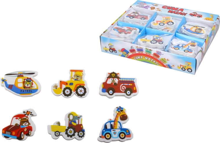 Gum voor uitgummen in de vorm van een auto