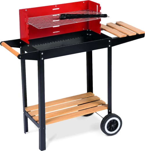 Vierkante tuinbarbecue met wieltjes