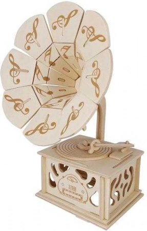 Woodcraft houten 3D-puzzel Grammofoon