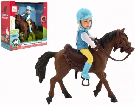 Paard + pop/jockey van plastic 20 cm