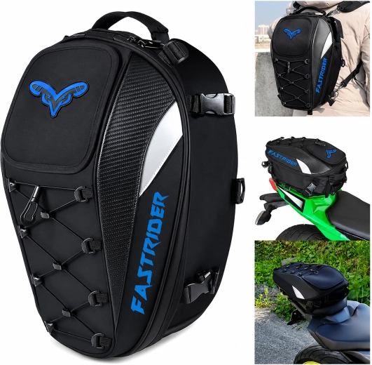 Fastrider Motorradrucksack und Hecksitz-Tasche 45 l mit Regenhülle