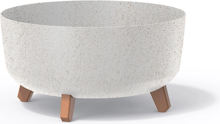 Cache-pot Gracia Low Eco Wood 38 cm – blanc