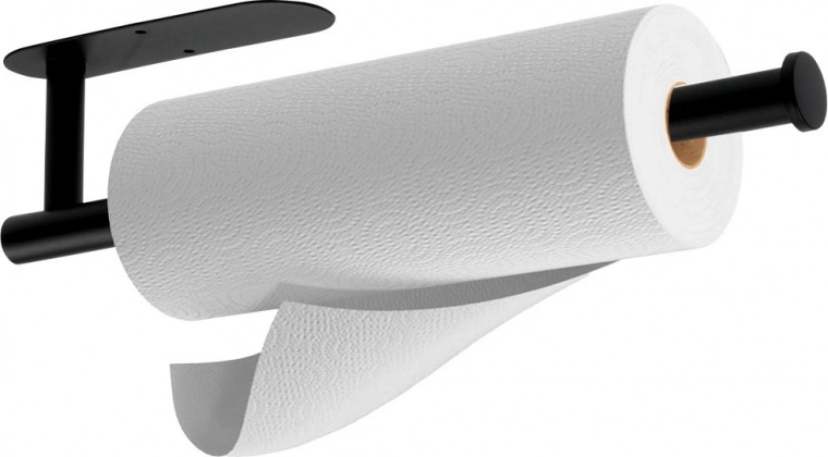 Wall-mounted paper towel holder in stainless steel, black