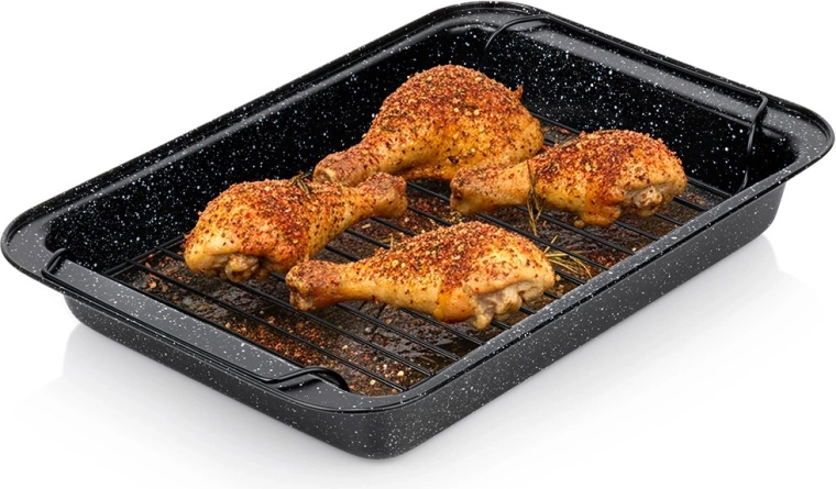 Rôtissoire avec grille, surface antiadhésive granit 37,5 × 25,5 × 5 cm