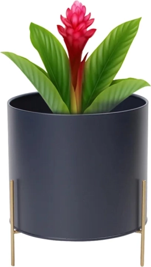 Cache-pot métallique grenat avec base dorée 20 cm
