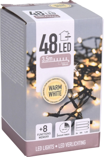 Christmas LED lights 3.5 m, 48 LEDs, warm white, 8 functions, timer