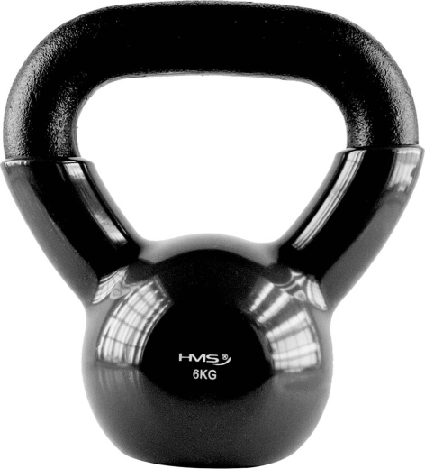 Kettlebell HMS 6 kg avec revêtement en vinyle, noir