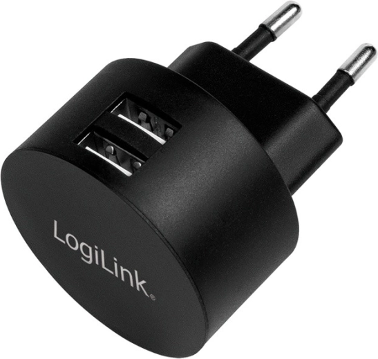 LogiLink wall charger 2× USB‑A 10.5 W black