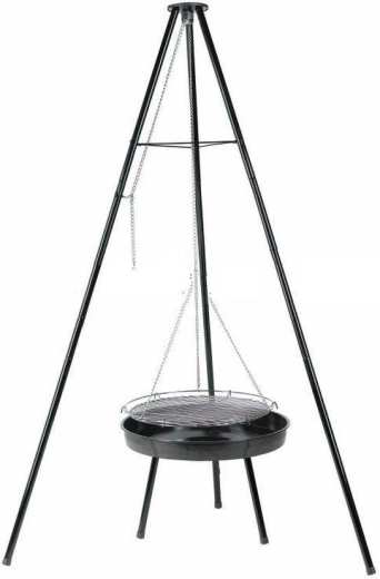 Hanging Grill with Tripod, 54.5 cm Diameter, Adjustable Grate