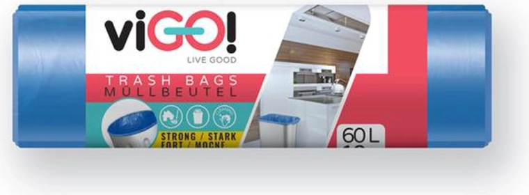 LDPE Trash Bags 60 L Blue VIGO (10 pcs, 60 × 80 cm)