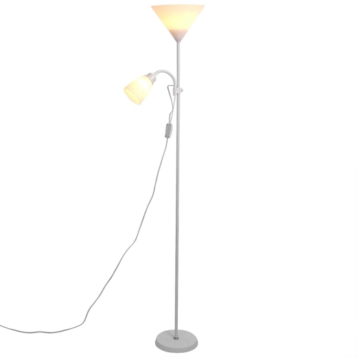 Stehlampe RENEW FORCE 2-in-1 mit Leselampe, E27, 175–180 cm, weiß