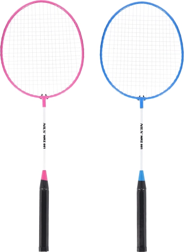Set de raquettes de badminton NILS NRZ001 avec volant en nylon, rose‑bleu