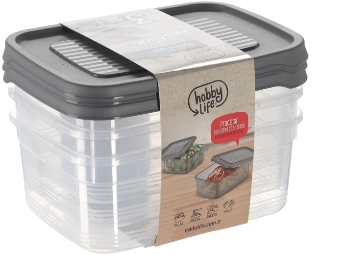 Hobby Life Festiva set van 3 rechthoekige bewaardozen 1,6 l