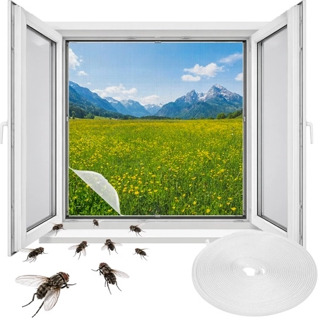 Fliegengitter fürs Fenster Repest 160 × 130 cm weiß mit selbstklebendem Klettband