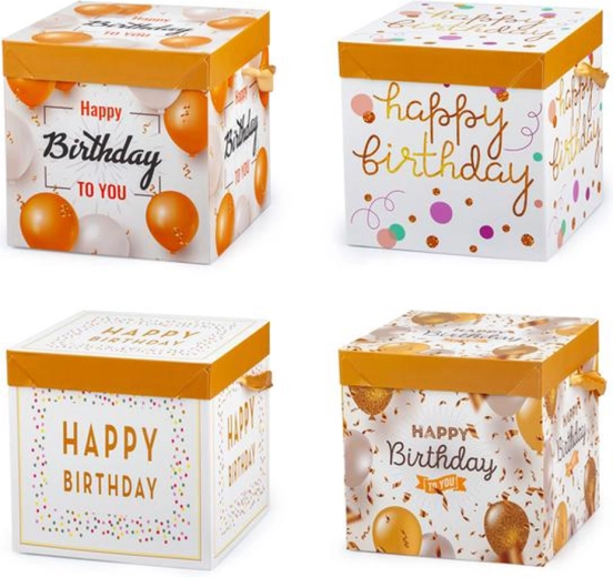 Cadeaudoos met strik 15 × 15 × 15 cm (mix kleuren)