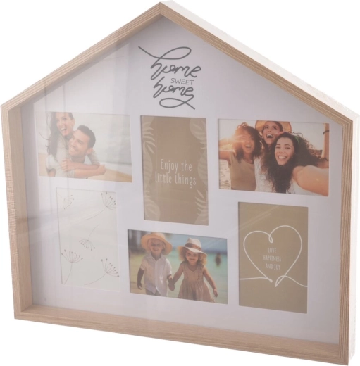Holz-Bilderrahmen in Hausform, beige, 47 × 4 × 43 cm