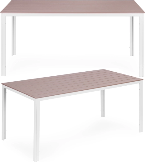 Tuintafel voor 6 personen 156 × 78 cm van polywood, beige‑wit MULTIGARDEN