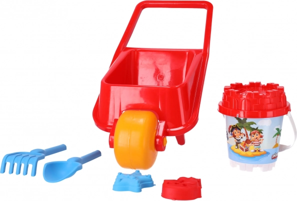 Kruiwagen met accessoires voor in de zandbak 5 stuks - rood, Pilsan