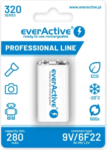 EverActive Battery 9V 320 mAh Ni-MH ready to use