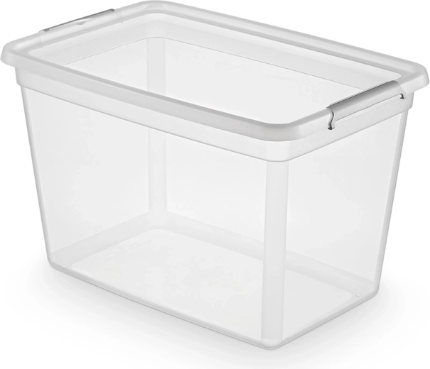 Basestore Aufbewahrungsbox mit Deckel und Clips 60 l (58 × 39 × 35 cm)