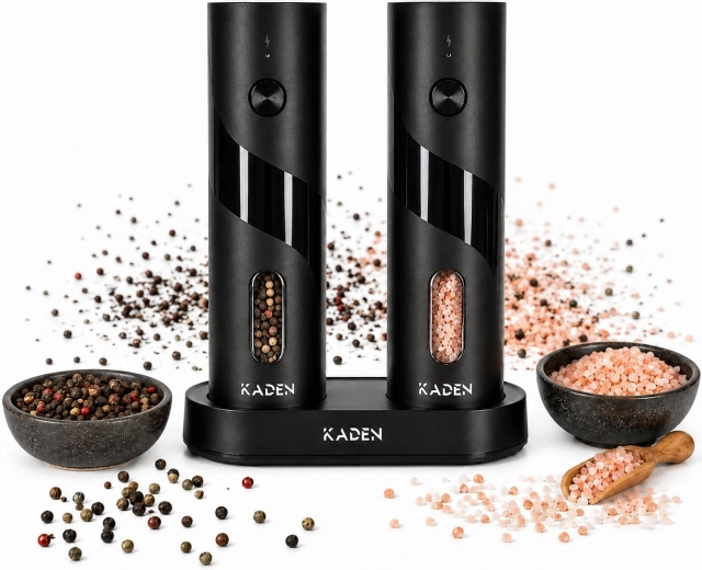 Kaden electric salt and pepper grinder – set of 2 pcs with USB-C charging base