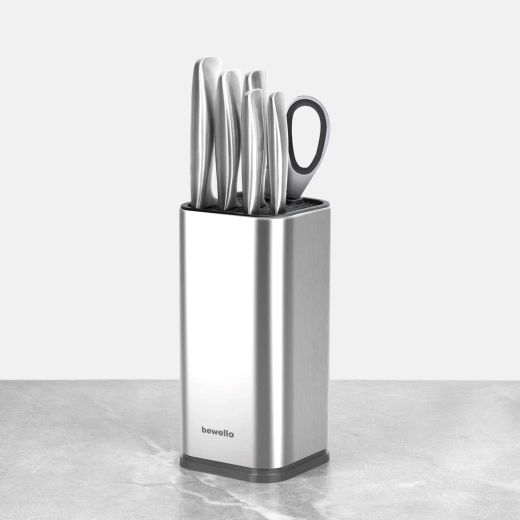 Kitchen Knife Set with Stand, 7 Pieces, Stainless Steel