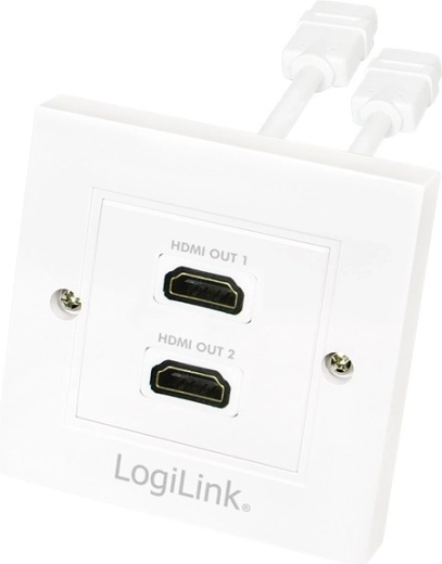double HDMI wall socket with gold-plated connectors