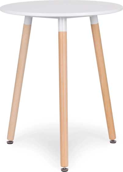 Modernhome table ronde scandinave 60 cm, plateau blanc et pieds en hêtre