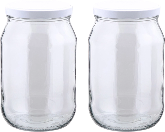 Lot de 2 bocaux en verre pour conserves 1700 ml avec couvercle 100 mm