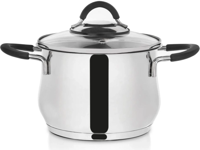 Casserole en acier inoxydable avec couvercle en verre Dalie 16 cm, 2,4 l