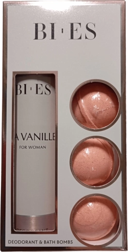 Cadeauset BI-ES La Vanille voor dames – 3x bruisbal voor in bad + deodorant spray