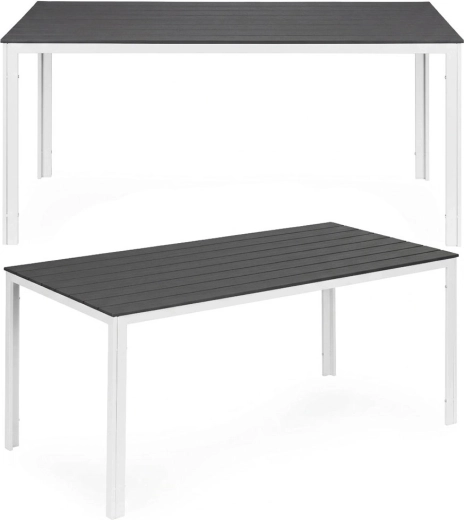 tuin tafel voor 6 personen 156 × 78 cm, polywood, grijs‑wit MULTIGARDEN