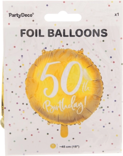 Ballon en aluminium chiffre 50 doré 45 cm