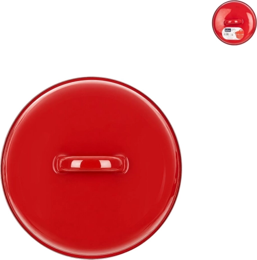 Emaillierter Deckel mit Rand 15 cm rot