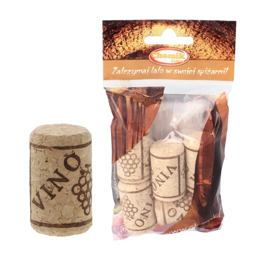 Natural cork stoppers with grape motif 23 × 38 mm – set of 5 pcs