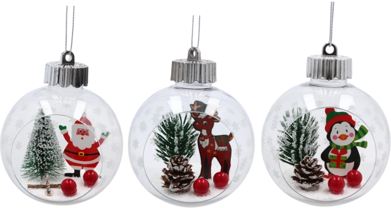 Boule de Noël transparente avec scène hivernale 8 cm