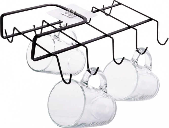 Support métallique pour tasses sous étagère, noir