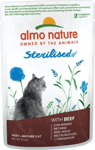 Almo Nature Holistic Sterilized Cat pouch for neutered cats beef 70 g
