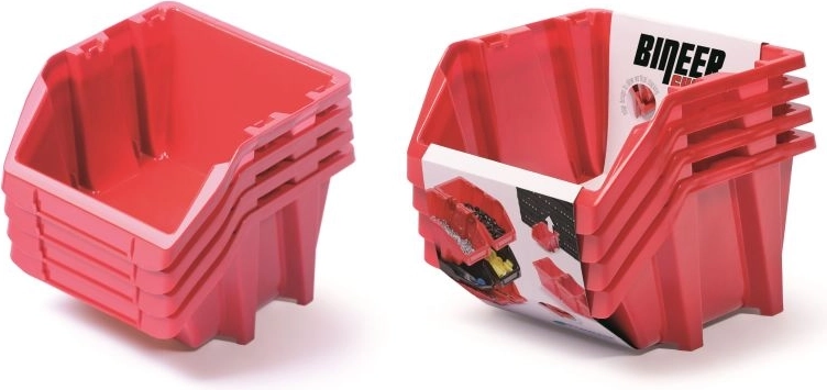 Set opbergboxen Bineer Short, 4 stuks, 272 × 238 × 236 mm, rood