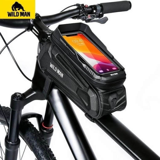 WildMan XT5 bike frame bag with phone holder, black