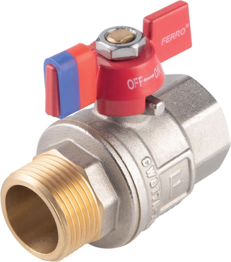 Full-bore ball valve with butterfly handle 1/2″