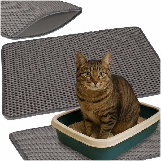 Tapis de litière pour chat imperméable à deux couches 40 × 60 cm