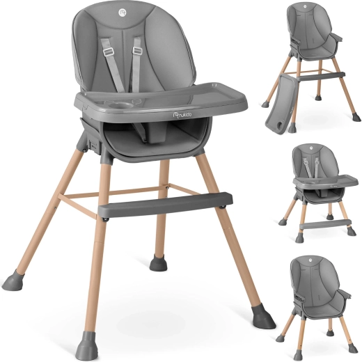 Chaise haute NUKIDO Tilo 3-en-1 gris