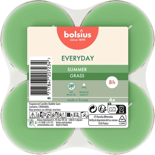 Maxi bougies chauffe-plat Summer Grass, lot de 4