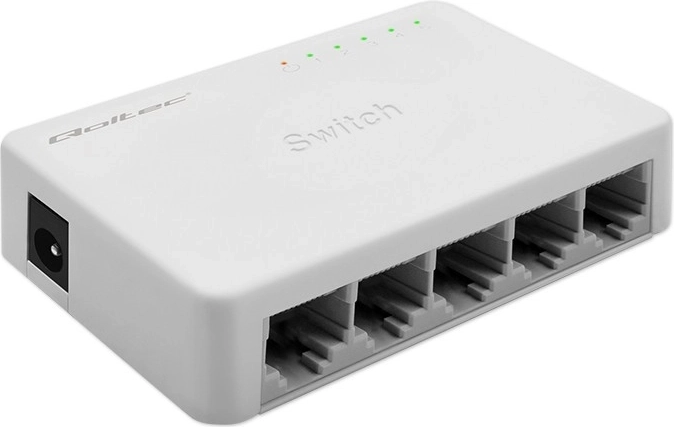 QOLTEC Gigabit Network Switch 5× RJ45, 1000 Mb/s, Plug & Play