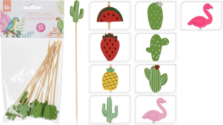 Decoratieve bamboe cocktailprikkers 12 cm – set van 20 stuks